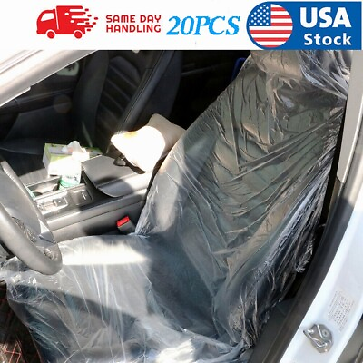 #ad 20PCS Disposable Car Seat Covers Universal Auto Cushion Plastic Cover Waterproof $8.99