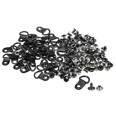 #ad Shoe Lace Hooks 21x14mm Alloy Boot Buckle with Rivets Bright Black 20 Sets AU $15.63
