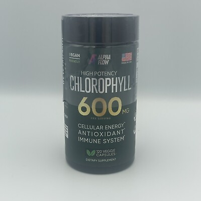 #ad NEW Alpha Flow High Potency Chlorophyll 600 Mg Capsules 120 Count Exp 12 25 $14.99