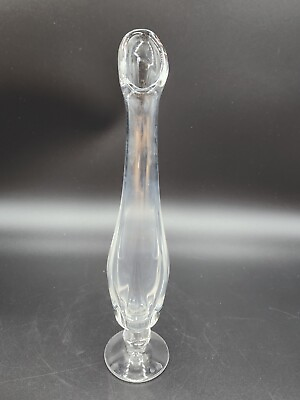 #ad Vintage Clear Glass Stretch Swung Bud Vase 10.25quot; Tall MCM $24.99
