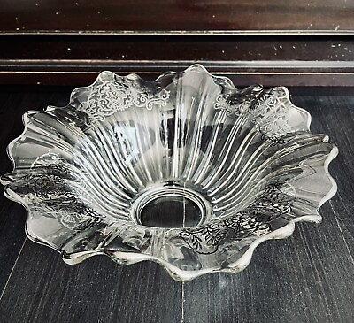 #ad Silver City Sterling Overlay Bowl Floral with Trim 11 1 2” Wide Scalloped Edge $25.61