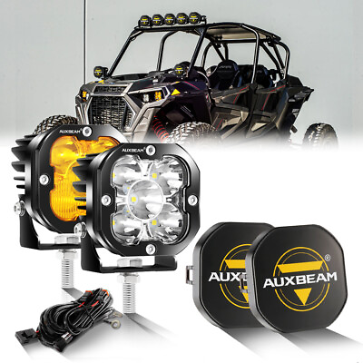 #ad AUXBEAM 3quot;Inch LED Driving Light Amber White Pods For Polaris Sportsman Kawasaki $129.99
