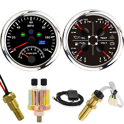 #ad 85mm GPS Speedometer 0 120MPH with Tachometer 0 8000RPM 4 in 1 Gauge with Sensor $96.45