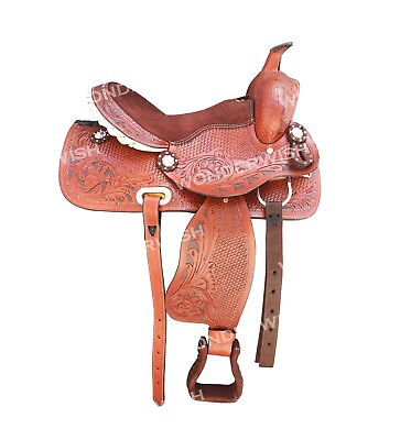 #ad Brown Crystal amp; Seat Western Leather Barrel Horse Saddle Set Size 10quot; 18quot; $487.34