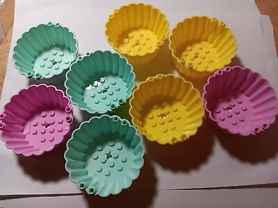 #ad LEGO LOT OF 8 CUPCAKE MUFFIN CUP CONTAINER 8X8X3 #72024 MIXED COLORS $7.99