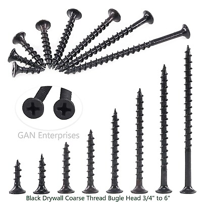 #ad Phillips Bugle Head 3 4quot; 6quot; phosphate Black Coarse Drywall Wood Screws $7.29
