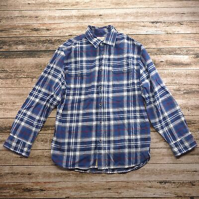 #ad Jachs Men#x27;s Size Large Cotton Blue Flannel Button Down Long Sleeve Shirt #1717 $14.00