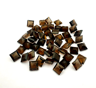 #ad Natural Smoky Quartz Square Cut Loose Gemstone Lot 30 Pcs 9 MM 100 CT $15.99
