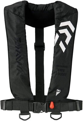 #ad Inflatable Life Jacket Shoulder Type Automatic Manual Expansion Black Daiwa $175.69