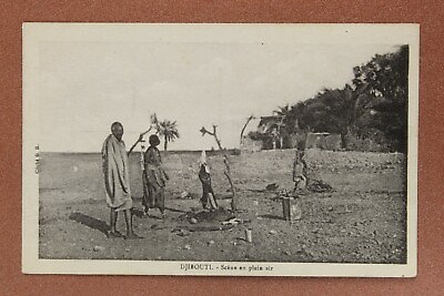#ad Antique postcard 1909s Africa DJIBOUTI Scene en plein air. Ethnic types $4.90