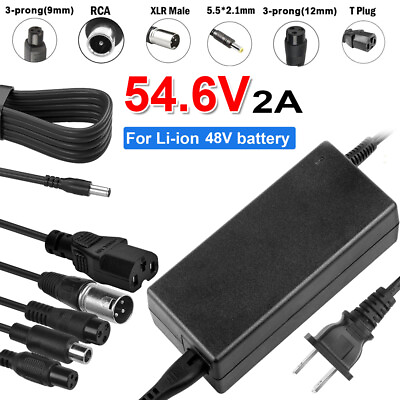 #ad 6in1 54.6V 2A Charger Adapter For 48V Li ion Battery Ebike Electric Bike Scooter $22.98