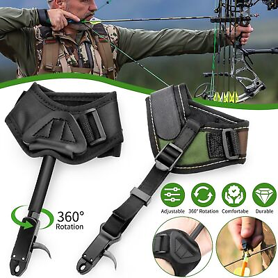 #ad Archery Wrist Release Aid Trigger Adjustable Strap Caliper Compound Bow Hunting $12.48