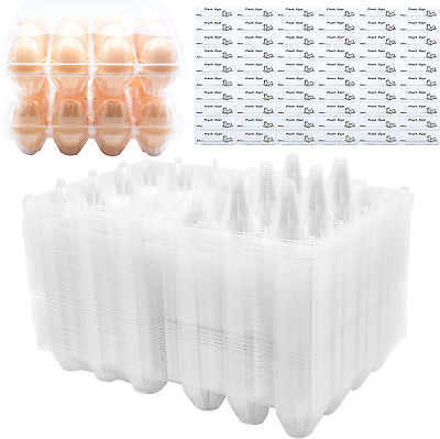 #ad Egg Cartons 60 Packs Clear Plastic Blank Egg Cartons with Free Labels Holds U $51.14