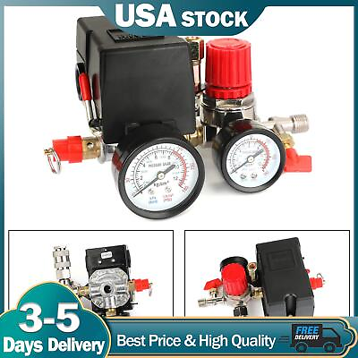 #ad Air Compressor Pressure Control Switch Manifold Regulator Fitting US T5 $48.88