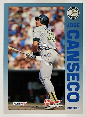 #ad Jose Canseco 7 11 The Performer Collection 1992 Fleer #13 Oakland Athletics A’s $3.29