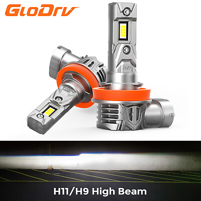 #ad GloDrv H11 H9 LED High Beam Headlight Bulbs Conversion Kit Fanless 6000K White $27.99