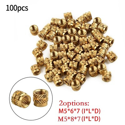 #ad 100PCS Threaded Insert Selfclinching Nut Brass M5 Outer Diameter Knurled $15.04
