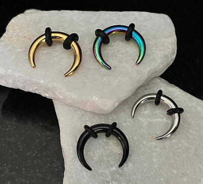 #ad 1pc PVD Plated Steel Septum Ring Buffalo Taper Expander Plug Pincer Black Gold $9.95