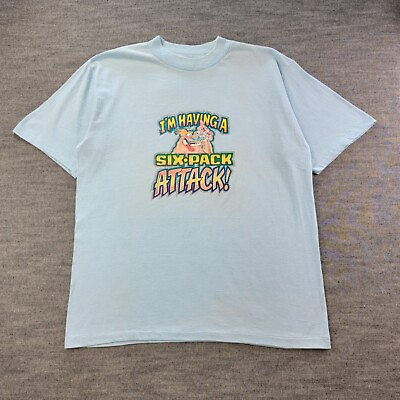#ad Vintage 1980s Six Pack Attack Iron On T Plus Blue T shirt Sz XXL C $10.00