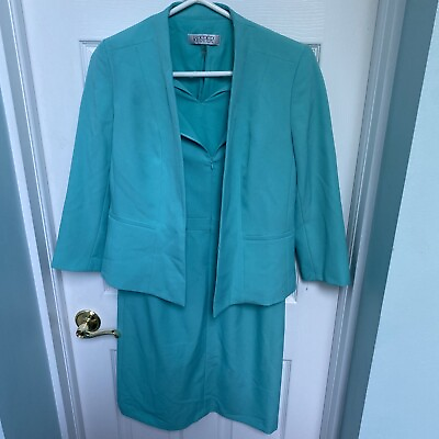 #ad Kasper Size 4 Blazer And Dress Womens Real Blue Combo 516 $17.93