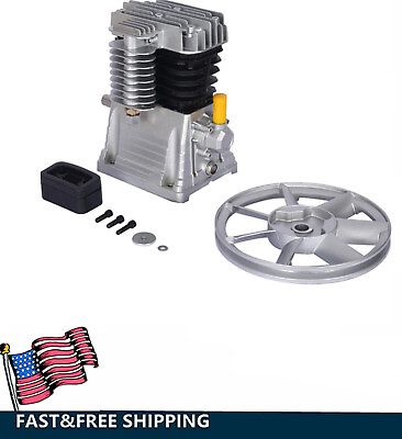 #ad #ad 1.5KW Piston Twin Cylinder Air Compressor Head Pump Aluminum Pump Replacement $119.99