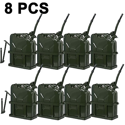 #ad 8pcs 5Gallon 20L Jerry Can Tank w Holder Steel Army Backup Military Green $338.58