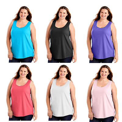 #ad Hanes Just My Size Women’s Cotton Jersey Tank Top Shirttail Hem $15.99