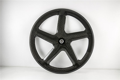 #ad 700C Five Spokes Carbon Wheels 56mm Track Bike Clincher Carbon Front Wheels $380.00