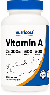 #ad Nutricost Vitamin A 25000 IU 500 Softgels Non GMO Gluten Free $19.98