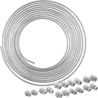 #ad 25 Ft 3 16 316L Marine Grade Stainless Steel Brake Line Tubing Coil and Fitting $63.99
