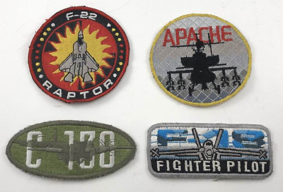 #ad 4 Vintage Military Aircraft Fighter Pilot Patches F 18 C 130 F 22 APACHE $28.00