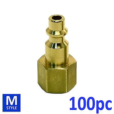 #ad 100pc Industrial Solid Brass Air Fittings 1 4quot; NPT Female M type Plug $327.11