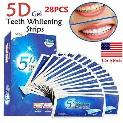 #ad 28PCS 5D Teeth Whitening Strips Tooth Rapid Bleaching White Strips Teeth White $9.27