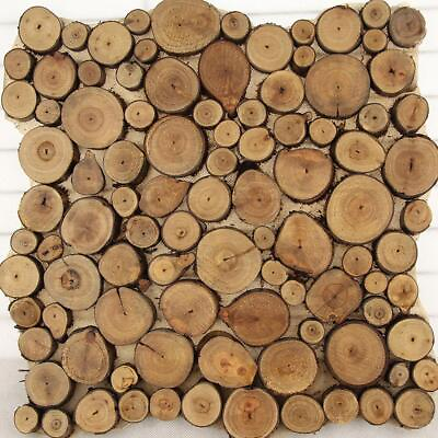 #ad 100pcs Natural Piood Slices Round Disc Tree Bark Craft Circ Chip $6.83