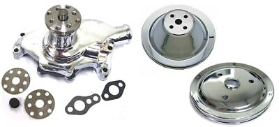 #ad Small Block Chevy CHROME Short Water Pump amp; 1 1 Groove Crankshaft Pulley Kit $132.87