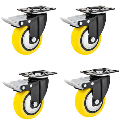 #ad 4pcs 3quot; Heavy Duty Caster Wheels Locking Casters with Brake Swivel Plate Casters $32.96