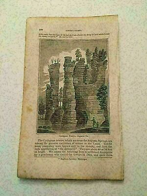 #ad K111 Natural Chimneys Cyclopean Towers Augusta County Virginia 1852 Engraving $9.95
