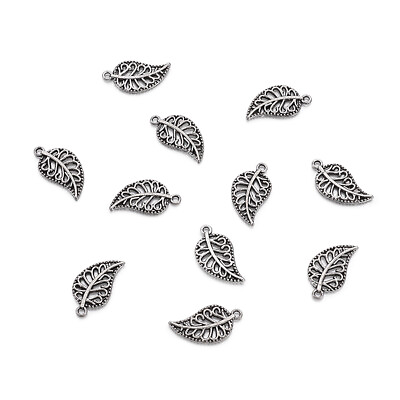 #ad 20pcs Tibetan Silver Leaf Pendants Mini Metal Charms Links DIY Crafting 18x10mm $6.39