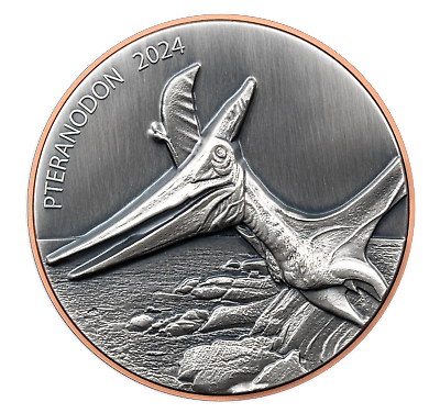 #ad 2024 Vanuatu Double Silver Giant Pteranodon 10g Silver 145g Copper $89.95