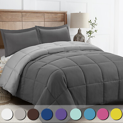 #ad Down Alternative Comforter Set 3 PCS with Shams All Season Reversible Comforter $29.99
