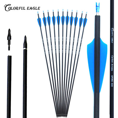 #ad 28quot; 30quot; 31quot; Spine500 Carbon Arrows Replaceable Arrowhead for Bow Archery Hunting AU $20.08