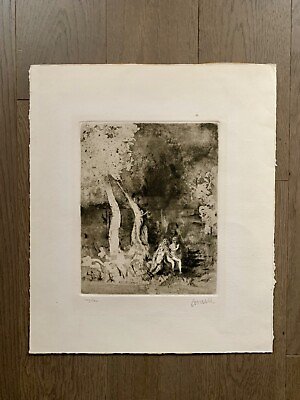 #ad Original Thomas Cornell Signed and Numbered Etching Print Adam and Eve c. 1968 $200.00