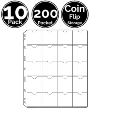 #ad 10 Page 120 Pocket 2quot; x 2quot; 52mm Sheets 9 Hole Fit For Coin Flip Holder $9.95