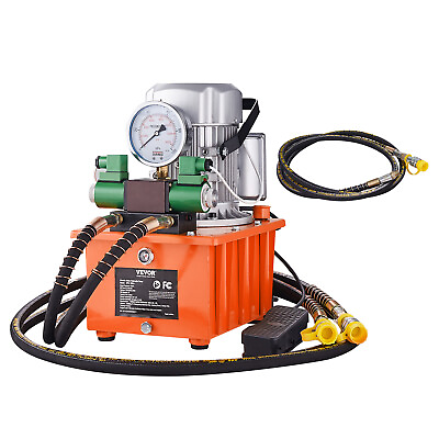 #ad VEVOR Electric Hydraulic Pump Double Acting Oil Pump 10000 PSI 8L Solenoid Valve $328.99