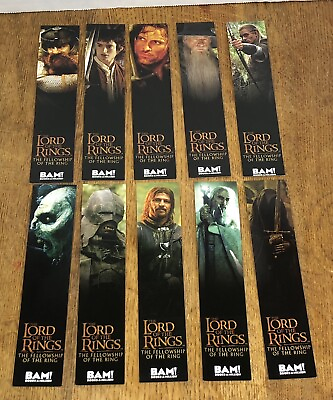 #ad LOT 10 LOTR 2001 BAM Books•A•Million.com Character Bookmarks Lord Of The Rings $9.99