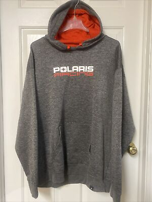 #ad Polaris Racing Pullover Hoodie Hooded Sweatshirt Gray Orange Mens XXXL 3XL $24.98