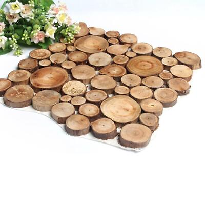 #ad 100pcs Natural Pine Wood Slices Round Disc Tree Bark Craft Chips Circ Nice NEW. $4.78