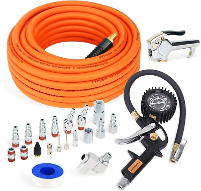 #ad #ad 22 Pieces Air Compressor Accessories Kit 3 8 Inch X 50 Ft Hybrid Air Hose Kit $53.66