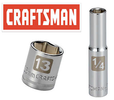 Craftsman Easy Read Socket 1 4quot; Drive Shallow or Deep Metric or Inch Choose Size $9.95