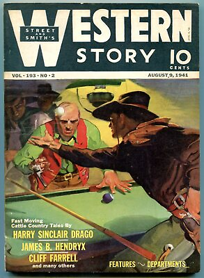 #ad Western Story Magazine Pulp August 9 1941 Billiards cover FN $77.35